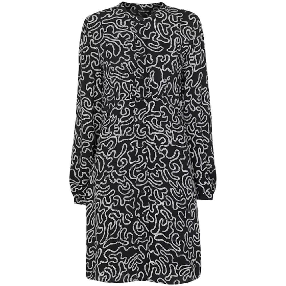 Whistles Black Chain Print Flippy Dress